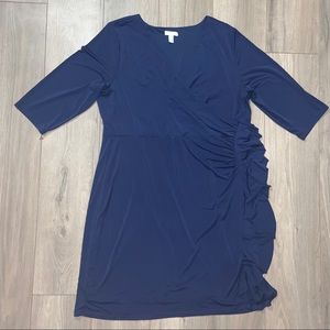 Charter Club Woman Navy Blue 3/4 Sleeve Dress 3X